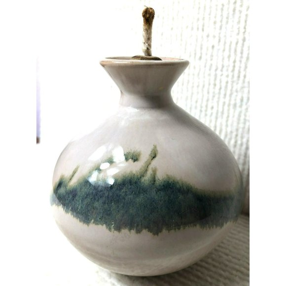 One of a Kind Handmade Glazed Ceramic Oil Lamp, Wick Lamp - Picture 2 of 6